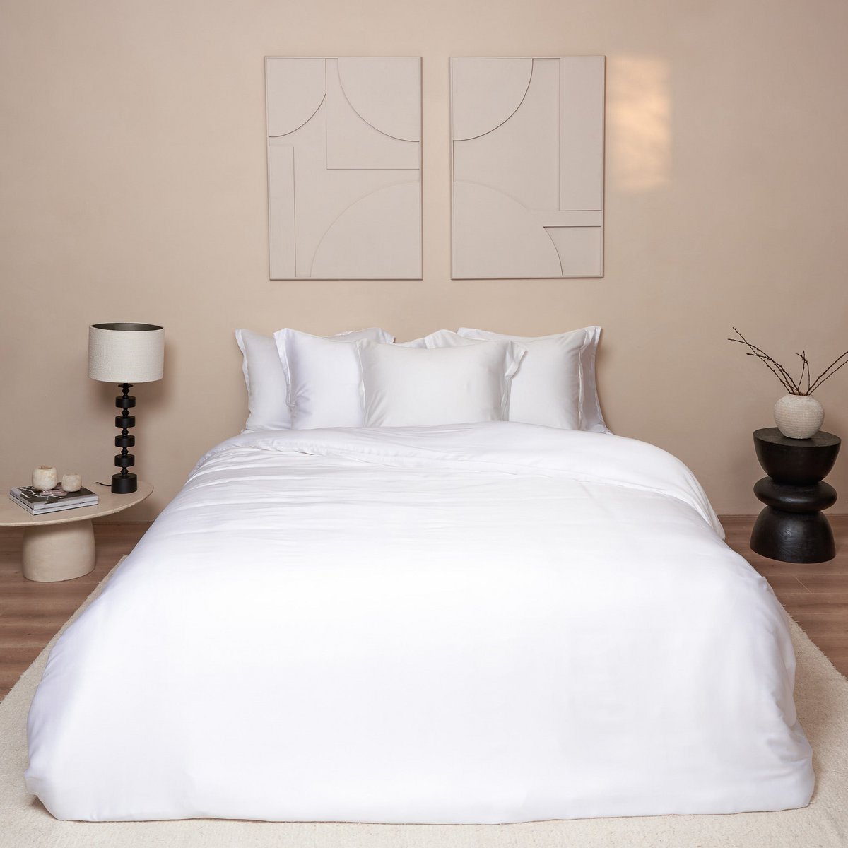 Luxuriöse TENCEL™ Lyocell Satin Bettwäsche - seidig-weich & atmungsaktiv (weiß)