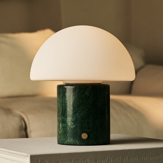 Marmor Lampe - Einzigartige wiederaufladbare Lampe mit 3 Lichtfarben und Dimmfunktion (Maris Green / Verde Alpi)