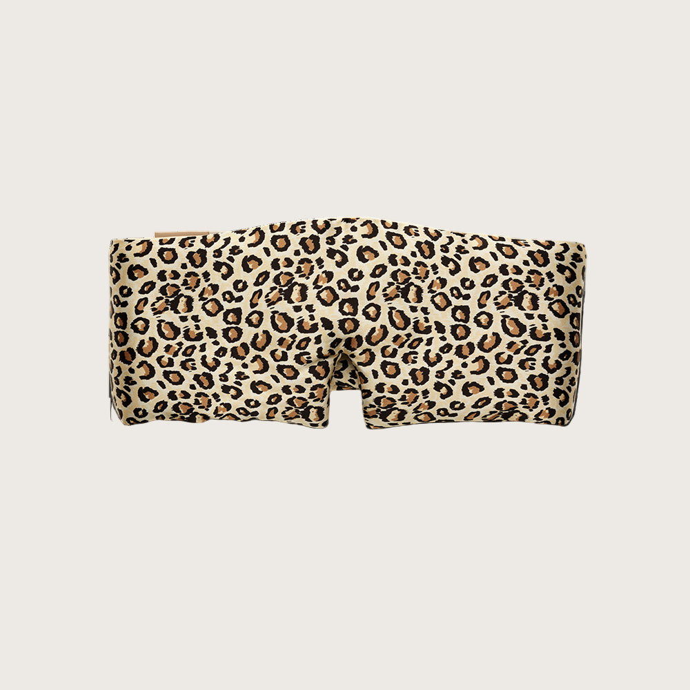 Schlafmaske aus 100% Seide für tiefen Schlaf | Leopard (Nachtmaske, Stirnband)