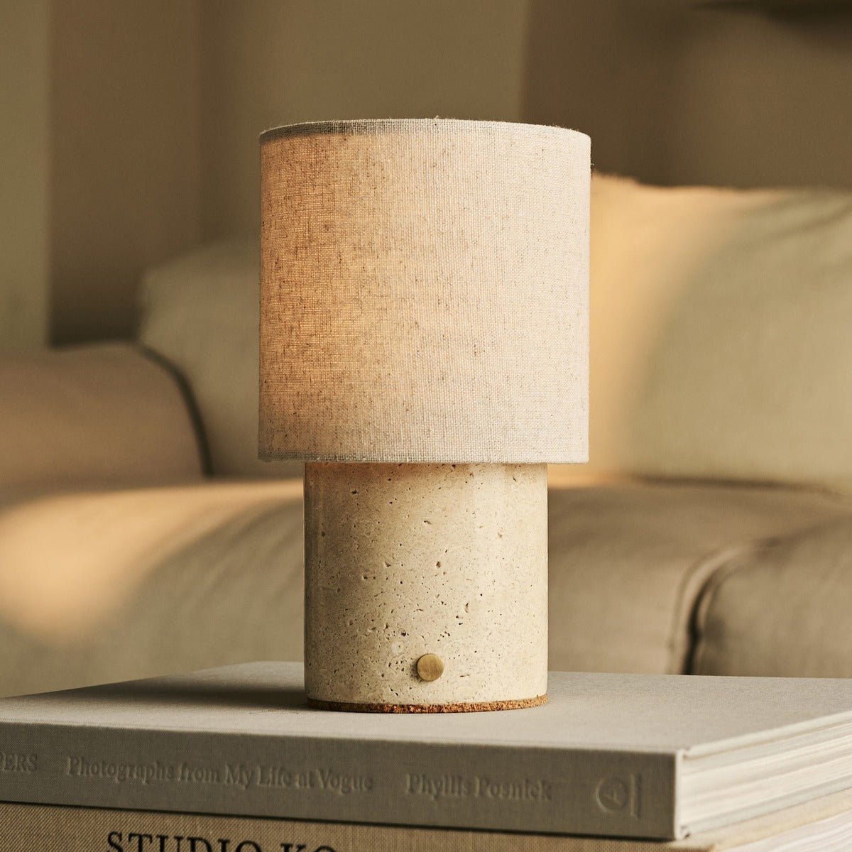 Travertin Lampe mit Dimmfunktion (Onoda Beige)