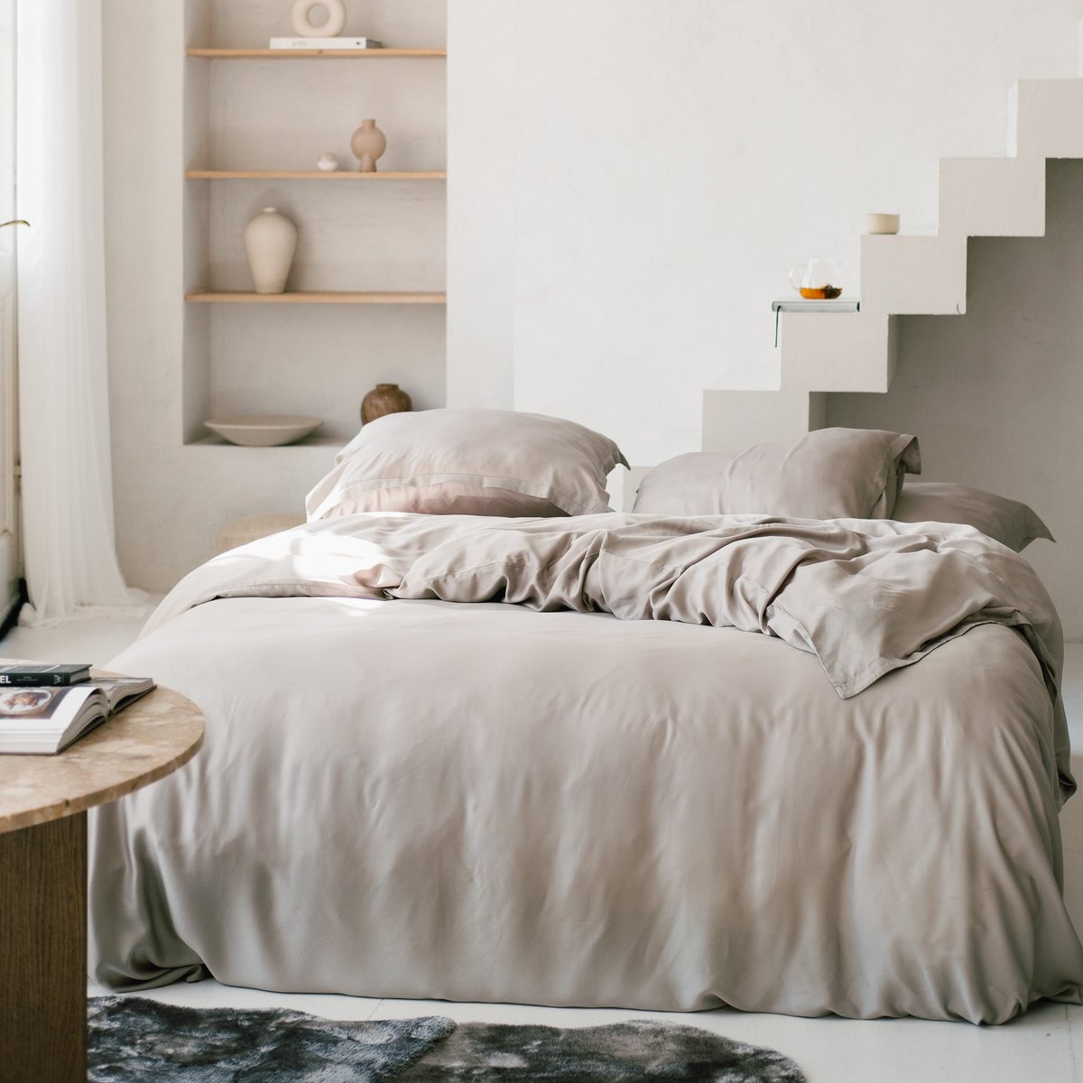 Luxuriöse TENCEL™ Lyocell Satin Bettwäsche - seidig-weich & atmungsaktiv (Taupe)